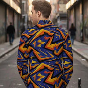 Geometric Glitch Art Button Down Shirt | 90s Arcade Streetwear by Aesthetic Rebellion