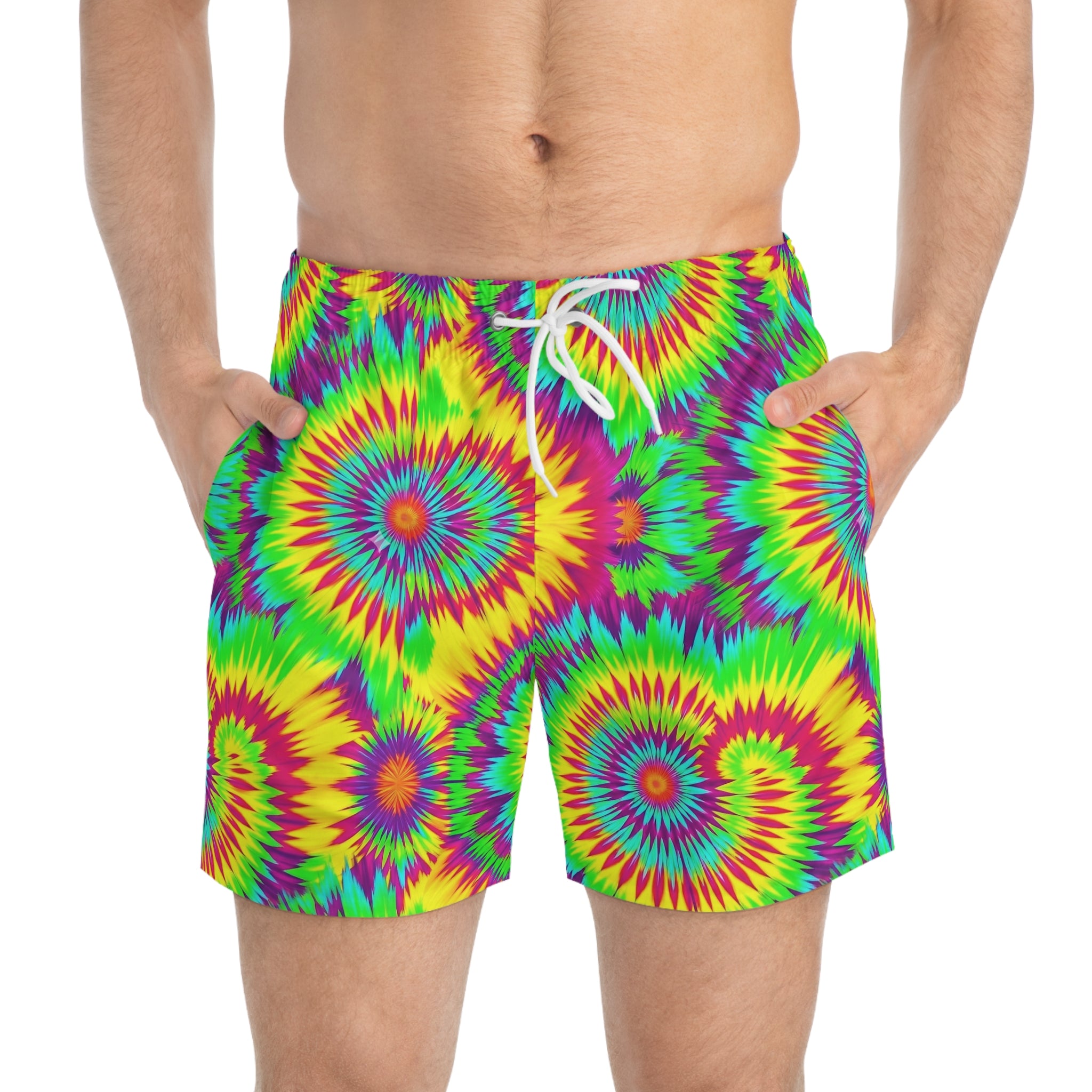 Psychedelic Tie Dye Swim Trunks