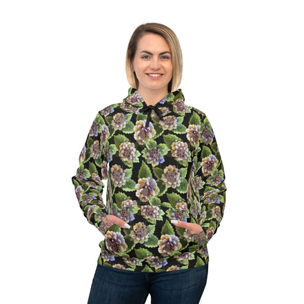 Floral Print Athletic Hoodie for Nature-Forward Fitness Dressers — 95% Recycled Polyester AOP, Adjustable Hood, Gym-to-Street Nature Statement, Bold Eco Activewear Layer
