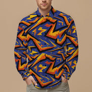 Geometric Glitch Art Button Down Shirt | 90s Arcade Streetwear by Aesthetic Rebellion