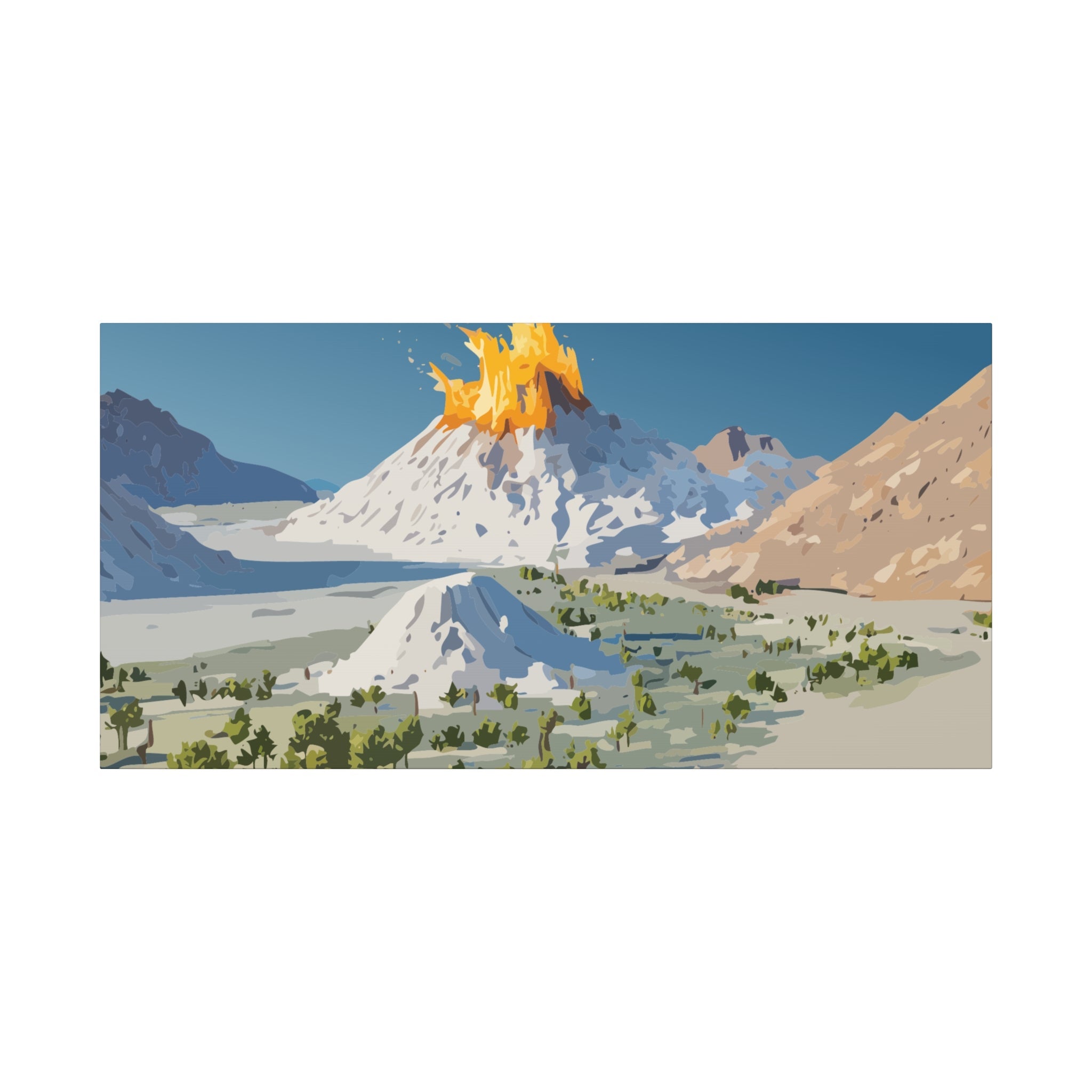 Tropical Volcano Eruption Canvas Print for Nature-Obsessed Interiors — Island Adventure Wall Art, FSC-Certified Matte Stretched Canvas, Home Decor Gift for Wanderlust Collectors