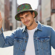 Alligator Bites Neon Geometric Bucket Hat - Edgy Psychedelic Rave Hat for Dubstep & Alt-Fashion by Aesthetic Rebellion