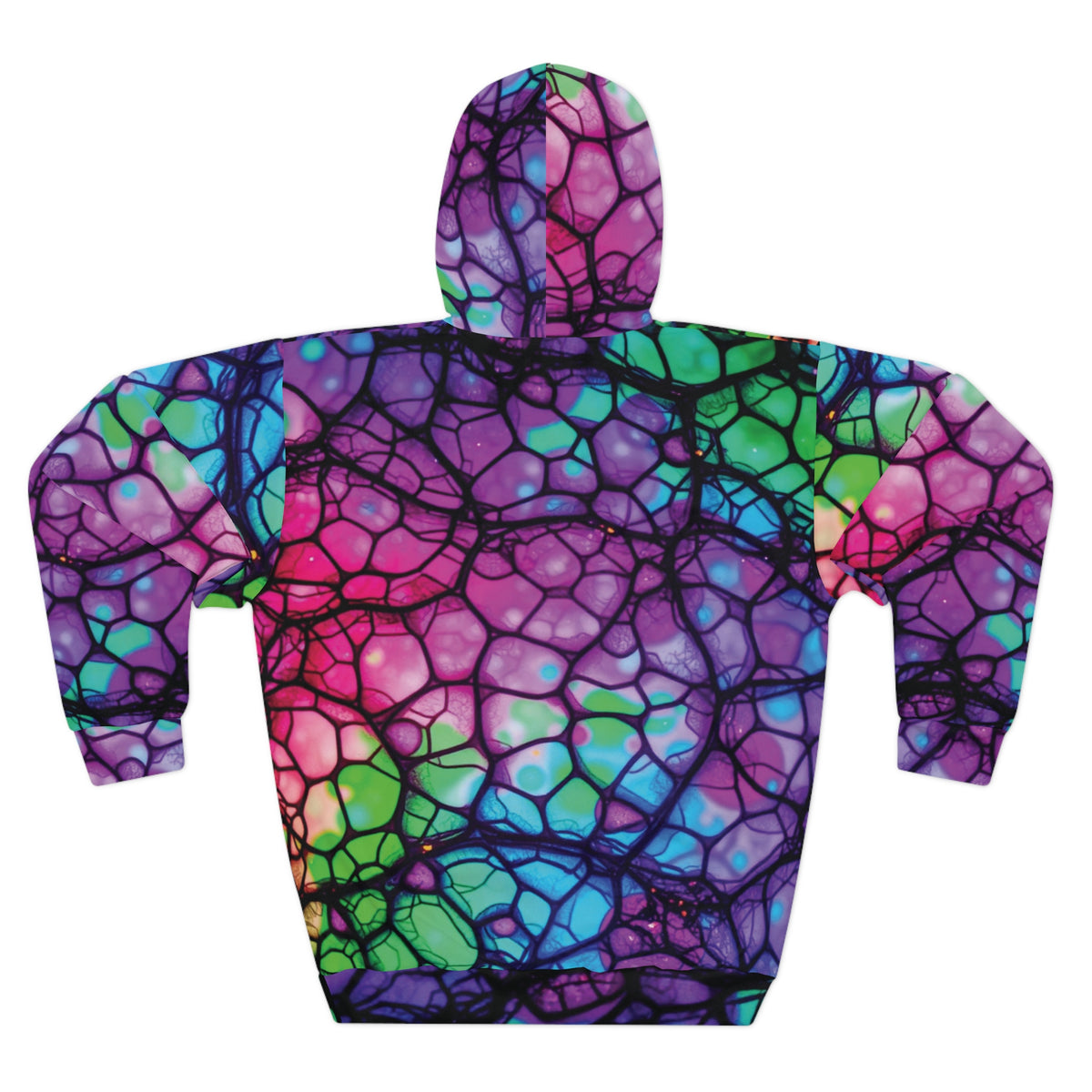 Plurrple AOP Pullover Hoodie – Bioluminescent Neural Web Streetwear | Aesthetic Rebellion