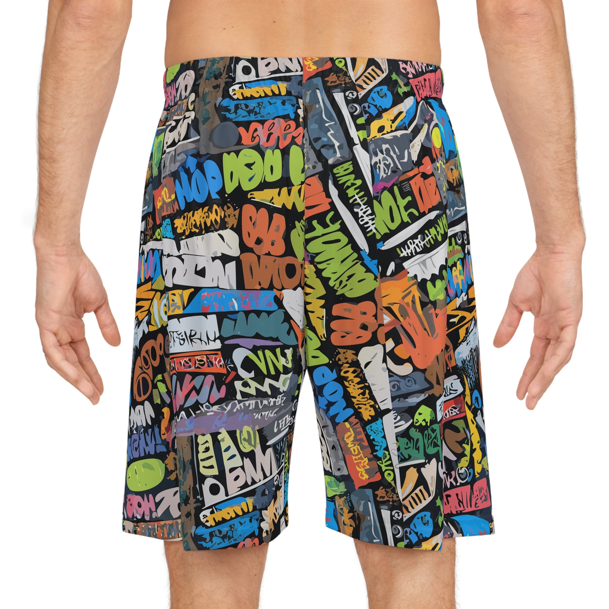 Graffiti Basketball Shorts for Hoop Culture Heads — Concrete Chaos AOP Streetwear, Festival Gym Wear, Loud Athletic Bottoms, Skater Shorts, Bold Print Activewear