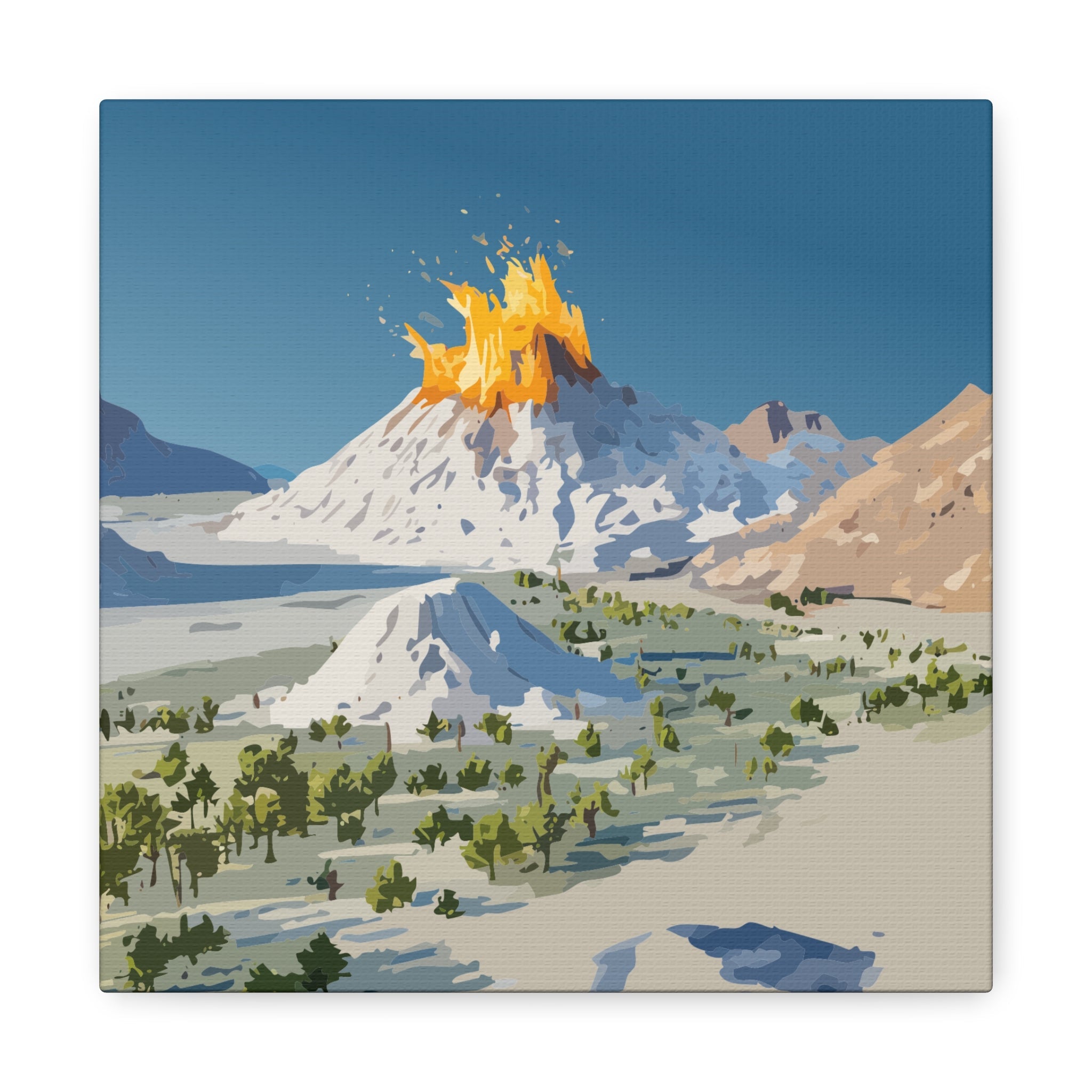 Tropical Volcano Eruption Canvas Print for Nature-Obsessed Interiors — Island Adventure Wall Art, FSC-Certified Matte Stretched Canvas, Home Decor Gift for Wanderlust Collectors