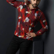Artsy Floral Men’s Long Sleeve Polo - Polished Maximalist Workwear for Hospitality & Wine Ambassadors by Aesthetic Rebellion
