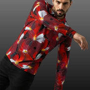 Artsy Floral Men’s Long Sleeve Polo - Polished Maximalist Workwear for Hospitality & Wine Ambassadors by Aesthetic Rebellion