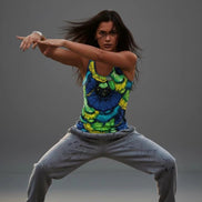 Botanical Abstract Floral Tank Top - Blue & Green Sleeveless AOP Shirt for Nature Lovers by Aesthetic Rebellion