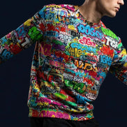 OG Graffiti Tag Sweatshirt, Vibrant All Over Print Crewneck Cotton, Unisex Streetwear Classic Top by Aesthetic Rebellion