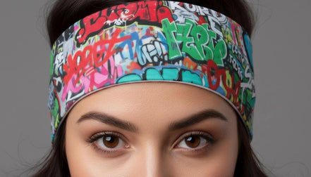 Graffiti Street Art Sports Headband - Sweat-Wicking Maximalist Hairband for HIIT, Running & Urban Fitness - Aesthetic Rebellion