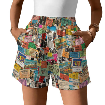 Maximalist Lounge Shorts for WFH Self-Expressers — Ticket Nation AOP Sleep Shorts, Aesthetic Pajama | Aesthetic Rebellion