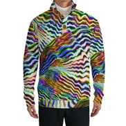 Vibrant Wave Art Maximalist Pullover - Abstract Geometric Sweatshirt for Artistic Expression by Aesthetic Rebellion