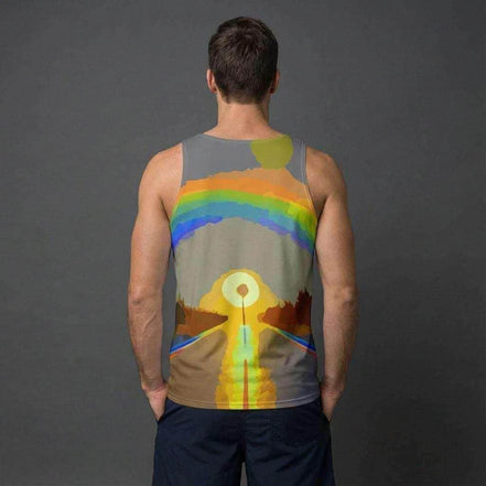 Digital Sunrise Psychedelic Tank Top - Vibrational Gradient Summer Top for Road Trips & Beach Vibes by Aesthetic Rebellion