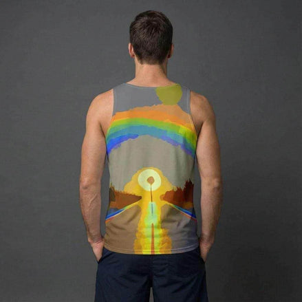 Digital Sunrise Psychedelic Tank Top - Vibrational Gradient Summer Top for Road Trips & Beach Vibes by Aesthetic Rebellion