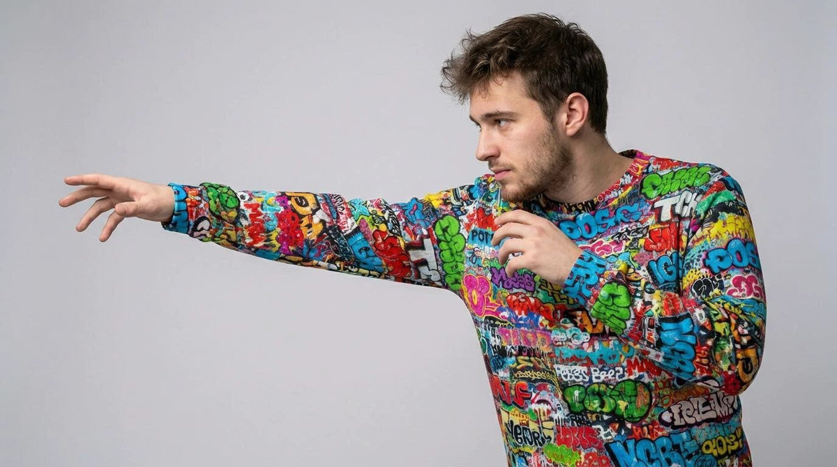 OG Graffiti Tag Sweatshirt, Vibrant All Over Print Crewneck Cotton, Unisex Streetwear Classic Top by Aesthetic Rebellion