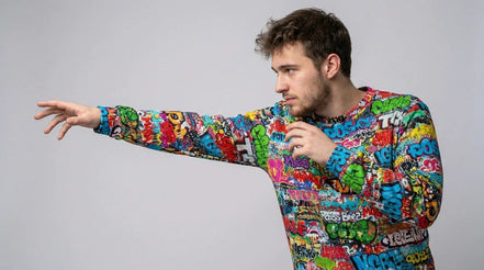 OG Graffiti Tag Sweatshirt, Vibrant All Over Print Crewneck Cotton, Unisex Streetwear Classic Top by Aesthetic Rebellion