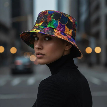 Maximalist Print Bucket Hat - Zany Stitch Detail, USA Made by Aesthetic Rebellion