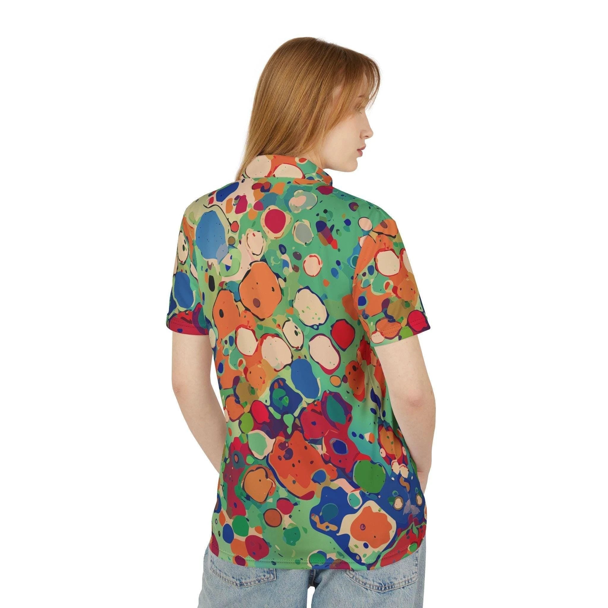 Maximalist Paint Splatter Polo - Psychedelic Abstract Art Golf Top for Art Teachers & Rave Fashion by Aesthetic Rebellion