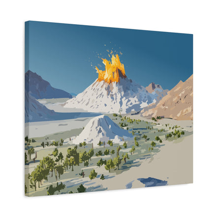 Tropical Volcano Eruption Canvas Print for Nature-Obsessed Interiors — Island Adventure Wall Art, FSC-Certified Matte Stretched Canvas, Home Decor Gift for Wanderlust Collectors