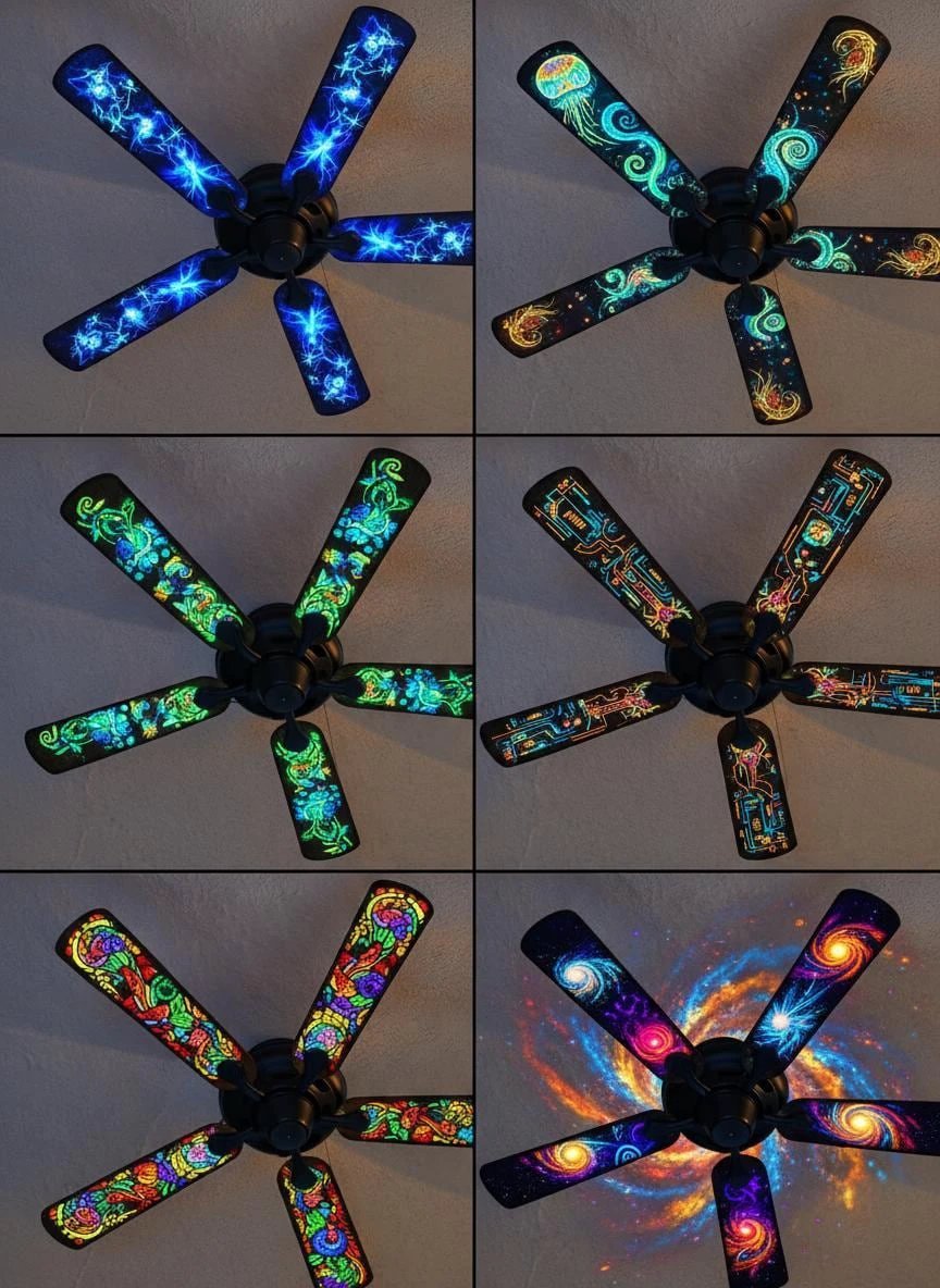 Kinetic Insect Ceiling Fan Decals | Cyberpunk Steampunk Art by Aesthetic Rebellion
