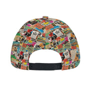 Maximalist AOP Snapback for Wanderlust Dressers — Ticket To Somewhere Bent Brim Cap, Festival Travel Hat, Streetwear Statement, Outdoor Adventure Cap, Unisex Bold Print