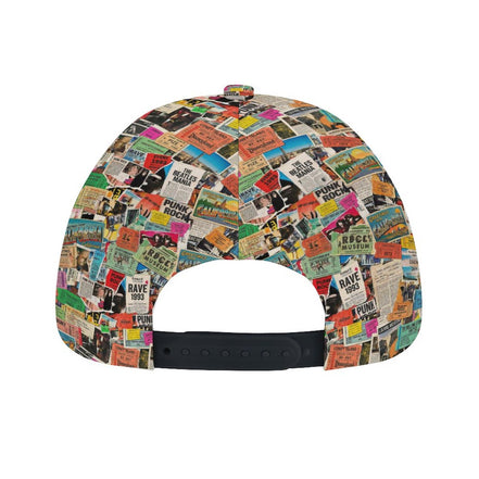 Maximalist AOP Snapback for Wanderlust Dressers — Ticket To Somewhere Bent Brim Cap, Festival Travel Hat, Streetwear Statement, Outdoor Adventure Cap, Unisex Bold Print