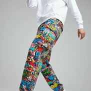 Abstract Graffiti Print Cargo Pants | Men's Streetwear Utility Trousers by Aesthetic Rebellion