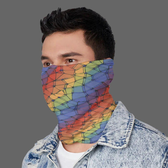Trippy Vibrational Neck Gaiter - Psychedelic Dust Mask for Burning Man, Snowboarding & Festival Protection by Aesthetic Rebellion