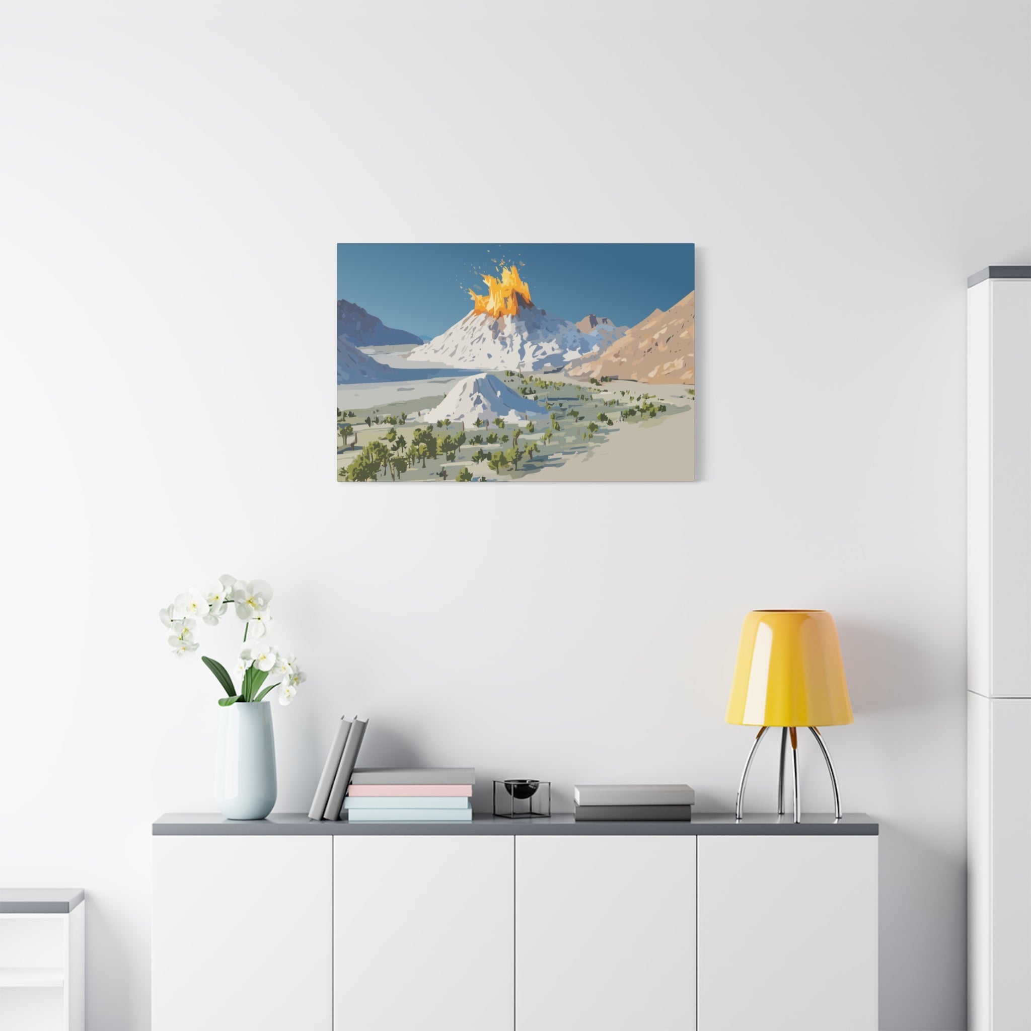 Tropical Volcano Eruption Canvas Print for Nature-Obsessed Interiors — Island Adventure Wall Art, FSC-Certified Matte Stretched Canvas, Home Decor Gift for Wanderlust Collectors