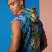 Vibrational Vector Athletic Hoodie - Psychedelic High-Visibility Activewear for Cycling & Outdoor Adventurers by Aesthetic Rebellion