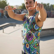AI Art Tank Top | Vibrant Glitchcore Jersey by Aesthetic Rebellion