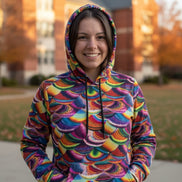 Prismatic Dragon Scale Athletic Hoodie - Rainbow Maximalist Activewear for Fantasy Lovers & Bold Fitness by Aesthetic Rebellion