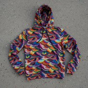 Prismatic Dragon Scale Athletic Hoodie for Fantasy and Bold Fitness Dressers — Rainbow AOP Maximalist Activewear, Iridescent Scale Print Statement Sweatshirt