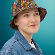 Toasted Marshmallow Campfire Bucket Hat - Abstract Organic Print Outdoor Hat for Glamping & Festivals by Aesthetic Rebellion