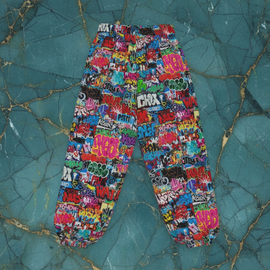 Maximalist AOP Unisex Lantern Pants | Carrot-Cut Tapered Trousers with Elastic Waist — Festival | Aesthetic Rebellion