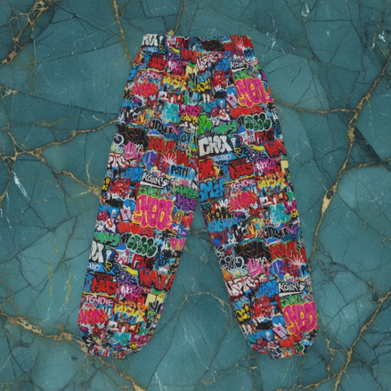 Maximalist AOP Unisex Lantern Pants | Carrot-Cut Tapered Trousers with Elastic Waist — Festival | Aesthetic Rebellion