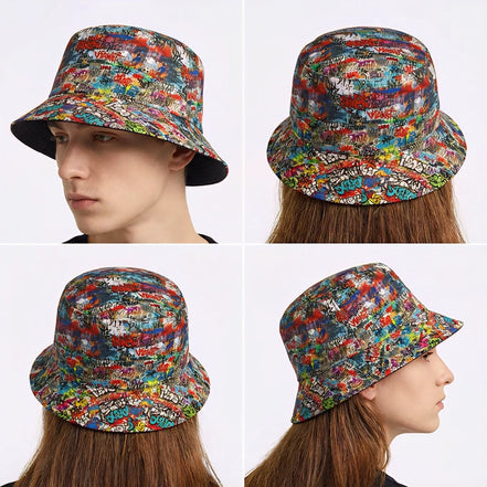 Graffiti Print Bucket Hat – Urban Festival Fashion by Aesthetic Rebellion