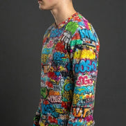 OG Graffiti Tag Sweatshirt, Vibrant All Over Print Crewneck Cotton, Unisex Streetwear Classic Top by Aesthetic Rebellion