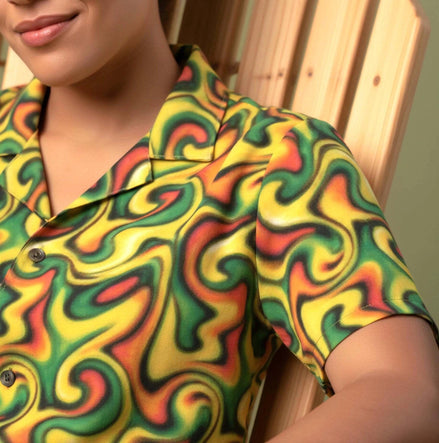 Retro Boundless Swirl Hawaiian Shirt - 70s Psychedelic Aesthetic Summer Top for Modern Creatives by Aesthetic Rebellion