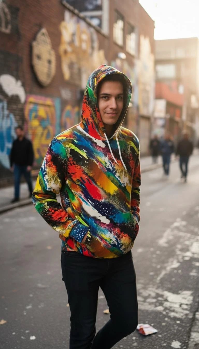 Vibrant Water Splash Hoodie – Psychedelic Fluid Art Pullover by Aesthetic Rebellion