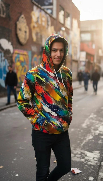 Vibrant Water Splash Hoodie – Psychedelic Fluid Art Pullover by Aesthetic Rebellion