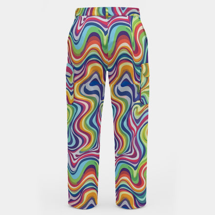 Loud Festival Cargo Pants for Ravers — Maximalist Streetwear Bottoms, Burning Man Camp Wear, Psychedelic Utility Pants, Alt Fashion Statement, Unisex Bold Print
