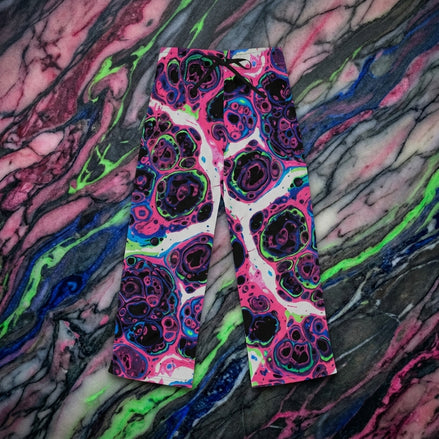 Trippy Marble Swirl Pajama Pants — Maximalist Lounge Pants | Neon Purple, Pink & Acid Green | Aesthetic Rebellion