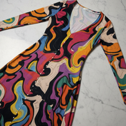 Painted Earth Long Cardigan — Artistic Print Button-Down Duster