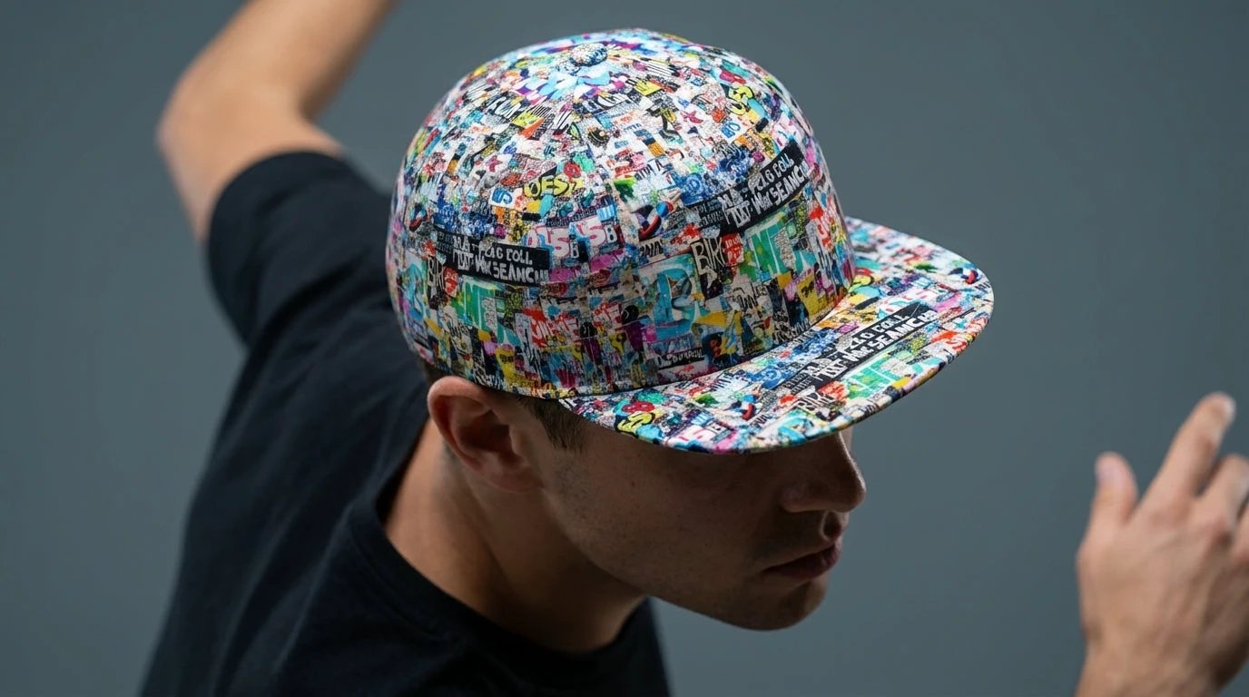 Graffiti Print Snapback Cap – All-Over Street Art Hat – Maximalist Urban Baseball Cap by SALE_DESIGN-Personal Design