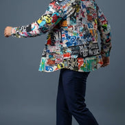 Maximalist Graffiti Art Men’s Bomber Jacket - Bold All-Over Print Streetwear, Warm Fleece-Lined Winter Coat by SALE_DESIGN-Personal Design