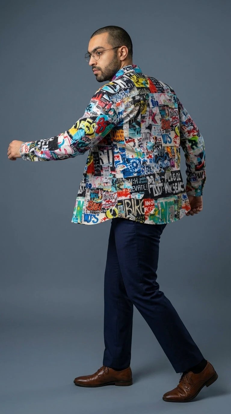 Maximalist Graffiti Art Men’s Bomber Jacket - Bold All-Over Print Streetwear, Warm Fleece-Lined Winter Coat by SALE_DESIGN-Personal Design