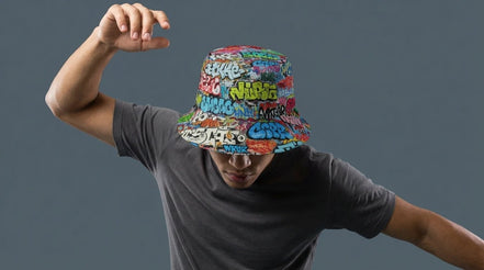 Graffiti Bucket Hat Urban Street Art Multicolor Reversible Hip-Hop Streetwear by Aesthetic Rebellion