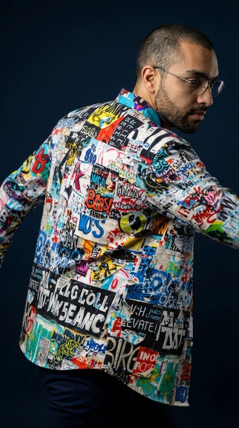 Maximalist Graffiti Art Men’s Bomber Jacket - Bold All-Over Print Streetwear, Warm Fleece-Lined Winter Coat by SALE_DESIGN-Personal Design
