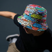 Graffiti Bucket Hat Urban Street Art Multicolor Reversible Hip-Hop Streetwear by Aesthetic Rebellion